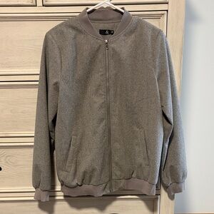 AMPERSAND AVE Gray Herringbone Bomber Jacket
